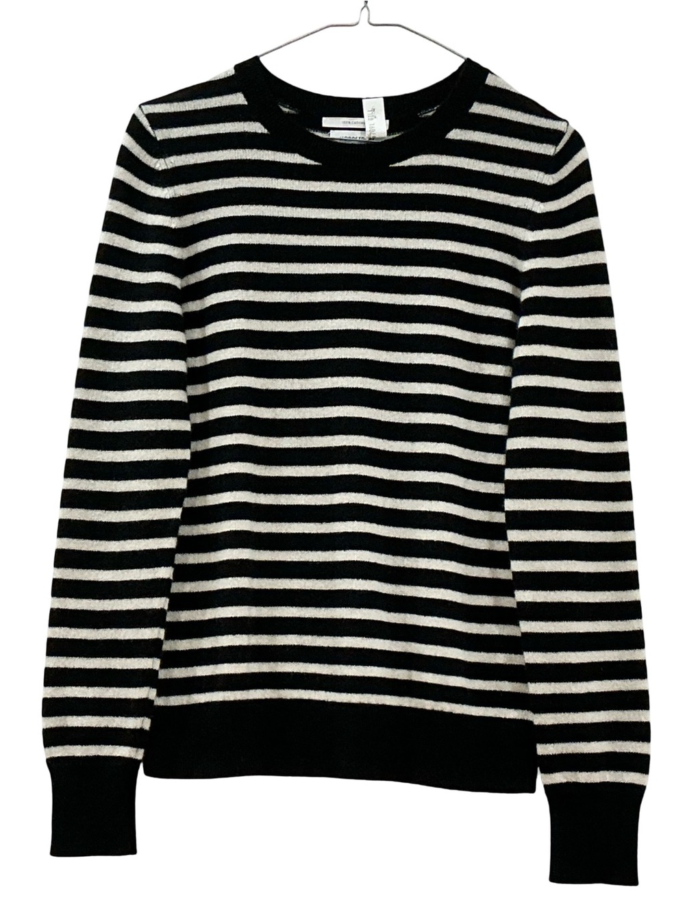 Cashmere Striped Crewneck Sweater, Size S